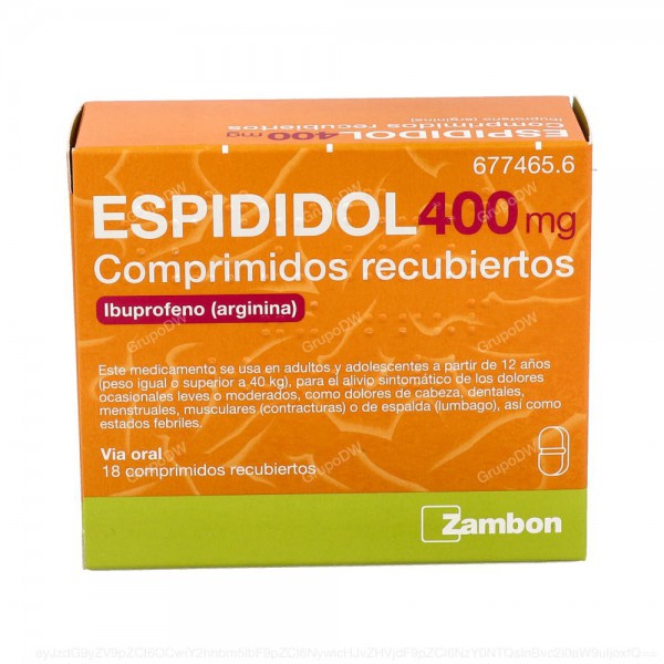 ESPIDIDOL 400 mg COMPRIMIDOS RECUBIERTOS, 18 comprimidos